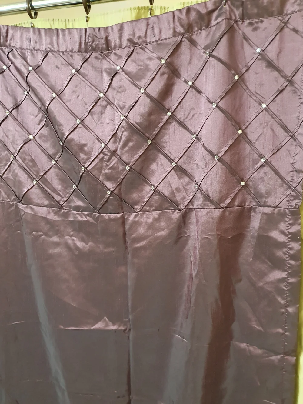 Elegant Purple Shower Curtain with Beaded Lattice